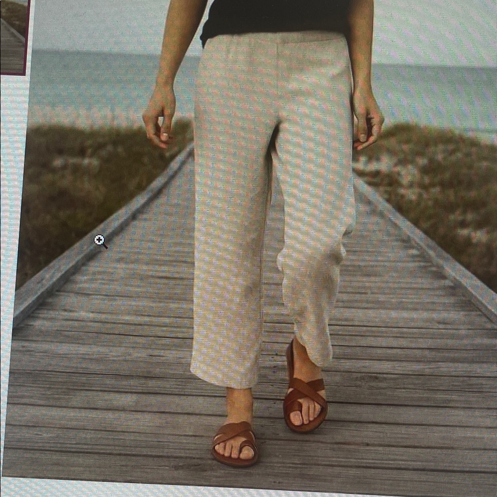 100% Linen “LoveLinen” PullOn Tan Wide Leg Crop J Jill pants Spring Beach Small